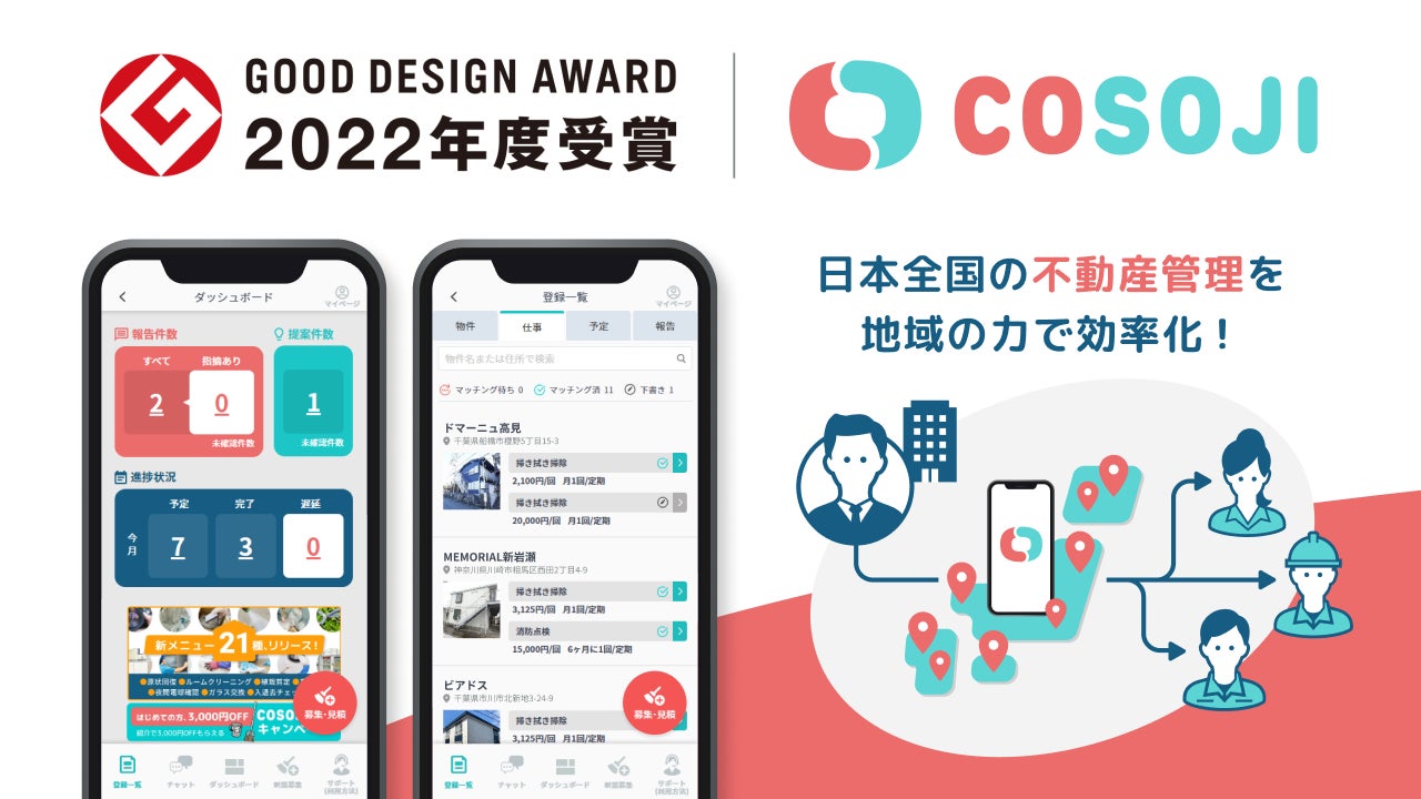 地域における不動産管理のワークシェアリングプラットフォーム「COSOJI」が2022年度グッドデザイン賞受賞のサブ画像1