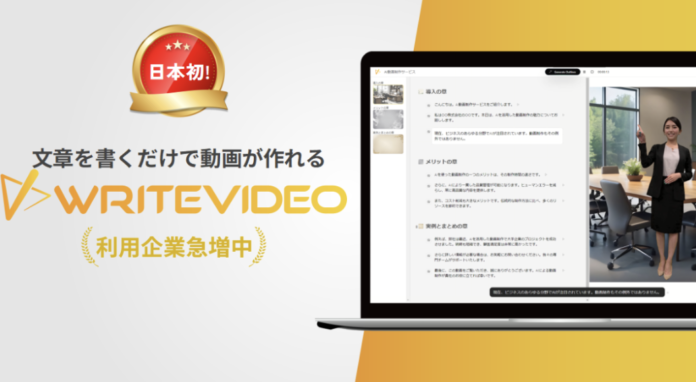 賃貸管理DX！既存資料をアップロードするだけで動画にできる「WriteVideo」が初期パートナー3社を募集開始！多言語機能により海外顧客へも対応◎のメイン画像