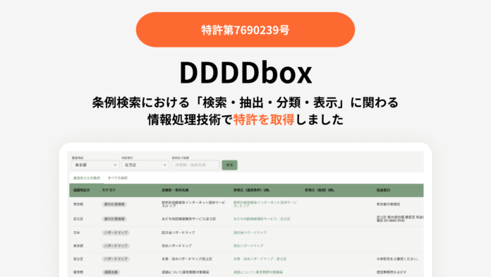 建築設計支援SaaS「DDDDbox」に搭載の条例検索機能に関する特許を取得しましたのメイン画像