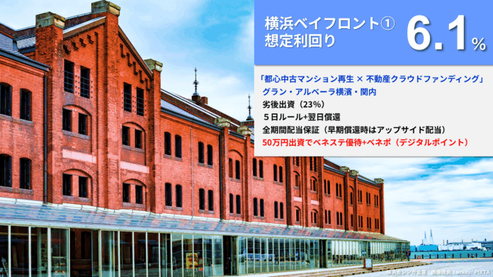 『らくたま24号（横浜ベイフロント①）』本日12時より募集開始！初回50万円のご投資でベネフィット・ステーション優待特典、デジタルギフト5,000円分がもらえる「らくたまデビューキャンペーン」実施中！のメイン画像